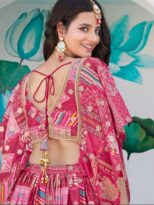 Buy Bridesmaid Pink Wedding Lehenga Choli - Image 4