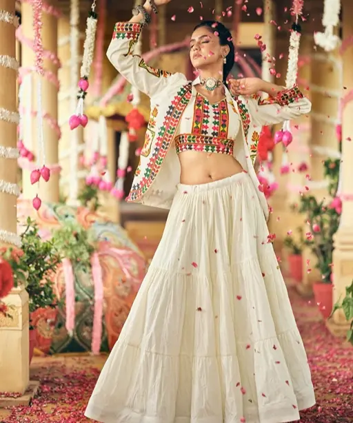Buy Cream Navratri Chaniya Choli with Jacket