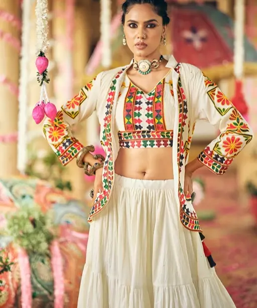 Buy Cream Navratri Chaniya Choli with Jacket