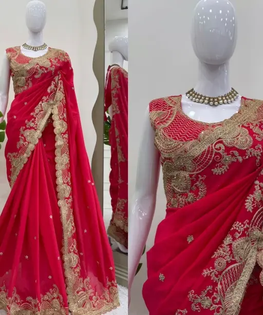 Buy Red Bollywood Saree with Border