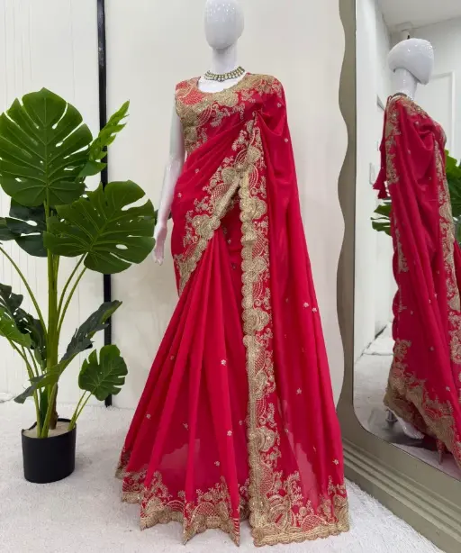 Buy Red Bollywood Saree with Border