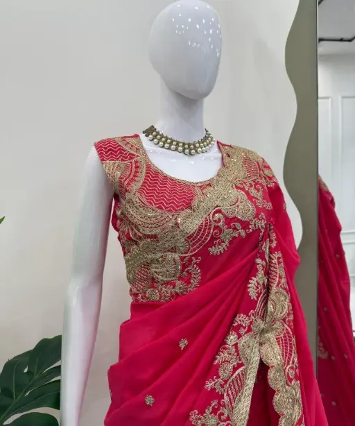 Buy Red Bollywood Saree with Border