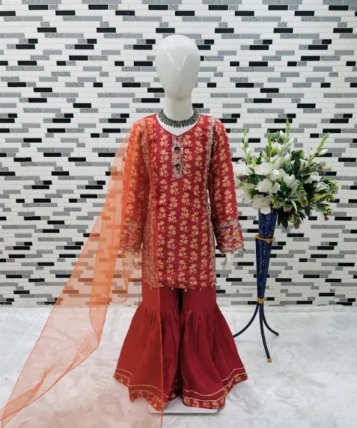 Buy Stylish Small Girls Sharara Salwar Suit