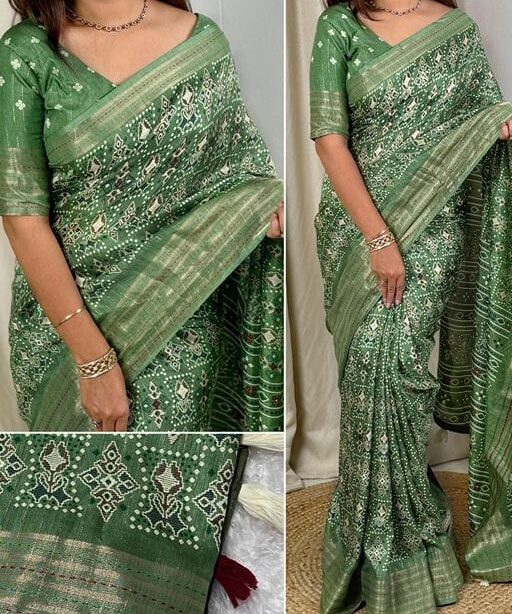 Designer Ajrakh Printed Stylish Saree