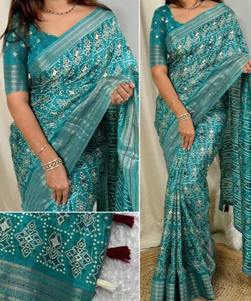 Designer Ajrakh Printed Stylish Saree
