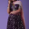 Festive Wear Purple Embroidered Georgette Lehenga Choli