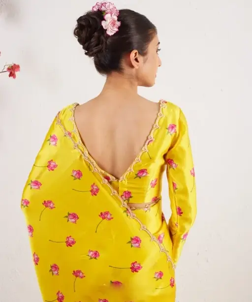 Floral Ready to Wear Saree with Handwork Border