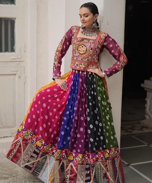 Most Beautiful Bandhini Printed Navratri Chaniya Choli