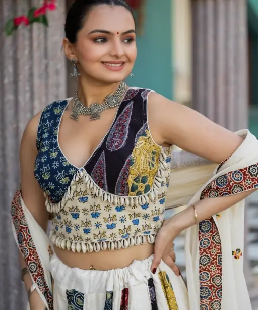 Buy Ajrakh Khadi Cotton Lehenga for Navratri
