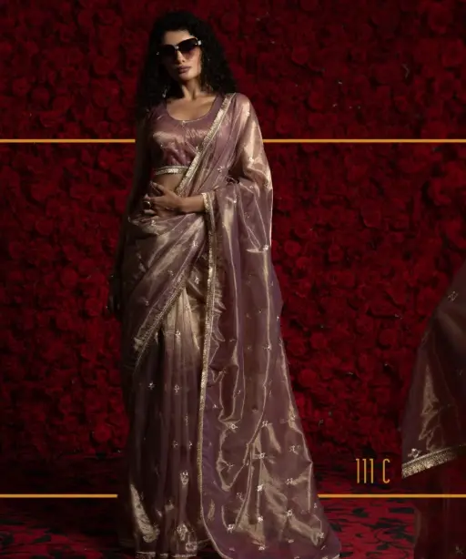 RTW Organza Saree with Handwork Wedding Saree