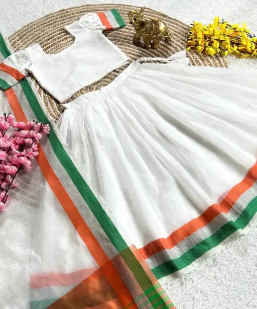 Small Girl lehenga Choli with Indian Flag For 15 August
