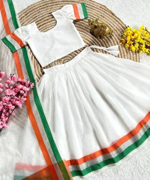 Small Girl lehenga Choli with Indian Flag For 15 August