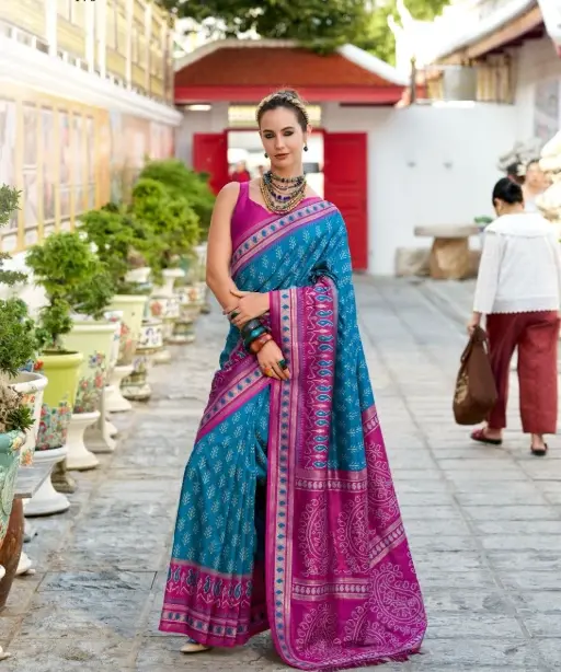 Soft Ikkat Diwali Wear Saree
