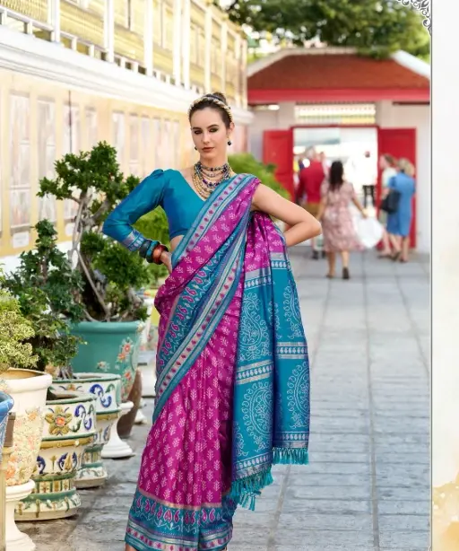 Soft Ikkat Diwali Wear Saree
