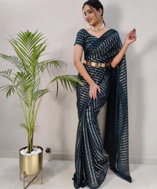 Stylish Chiffon Sequence Ready to Wear Saree