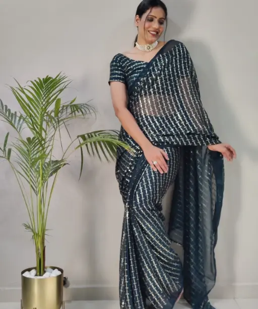 Stylish Chiffon Sequence Ready to Wear Saree