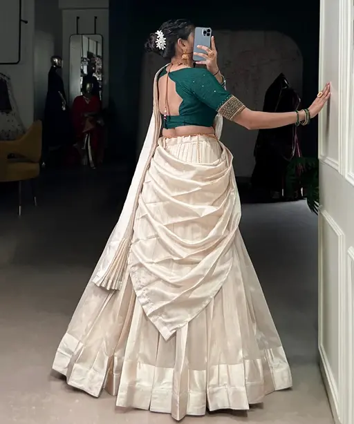 Stylish Pure White South Style Lehenga choli