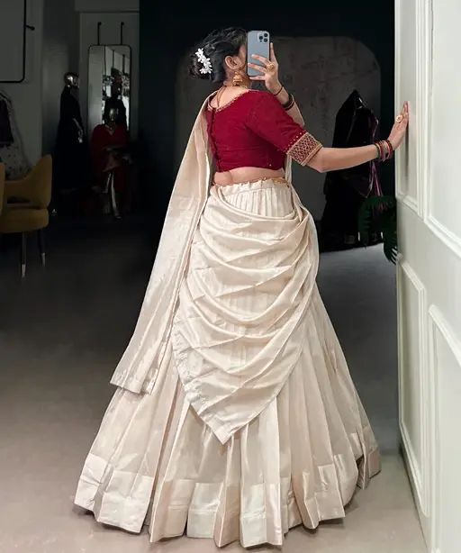 Stylish Pure White South Style Lehenga choli