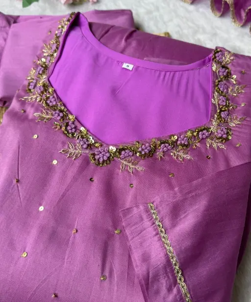 Stylish Purple 3-piece Gown Dupatta Set