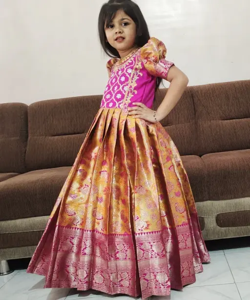 Wedding Wear Silk Small Girls Gown