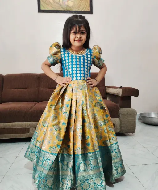 Wedding Wear Silk Small Girls Gown