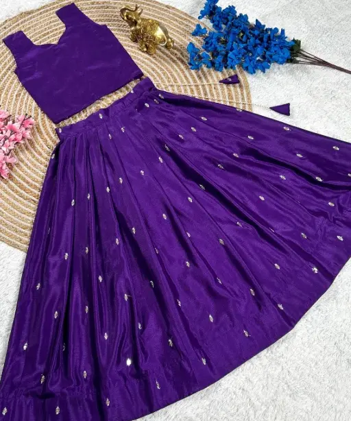 Wedding Wear Small Girls Purple Gown with Jacket