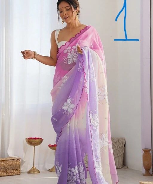Wedding Wear Pastel Color Padding Saree