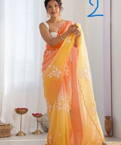 Wedding Wear Pastel Color Padding Saree