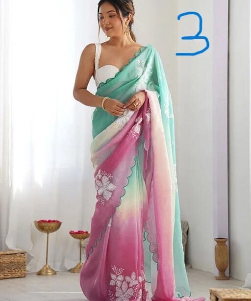 Wedding Wear Pastel Color Padding Saree