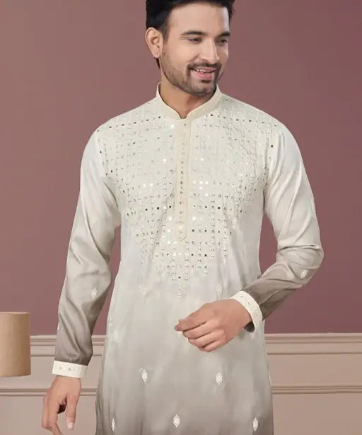 Buy Wedding Wear Men's Embroidery Kurta Set