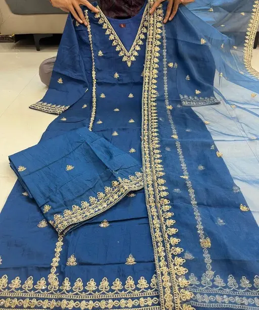 Festive Wear Blue Kurta Sharara Set