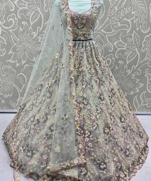 Floral Embroidery Bridal Net Lehenga Choli
