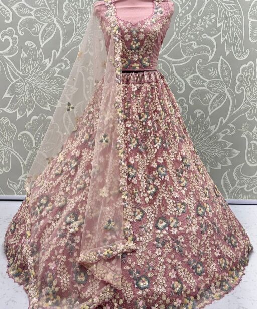 Floral Embroidery Bridal Net Lehenga Choli
