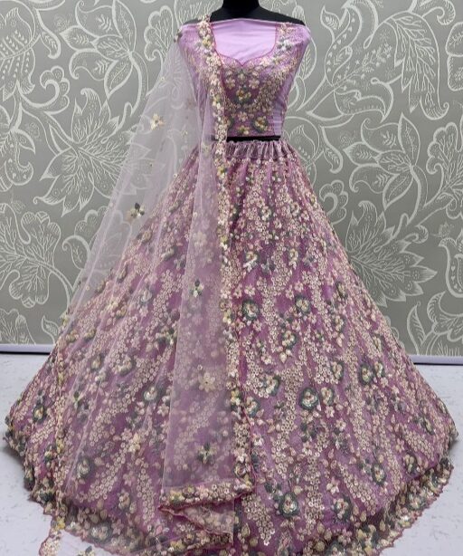 Floral Embroidery Bridal Net Lehenga Choli