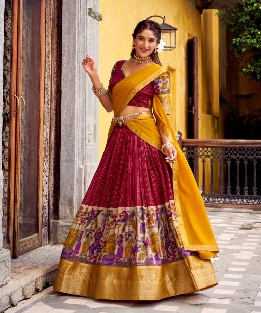Kalamkari Printed Wedding Lehenga Choli