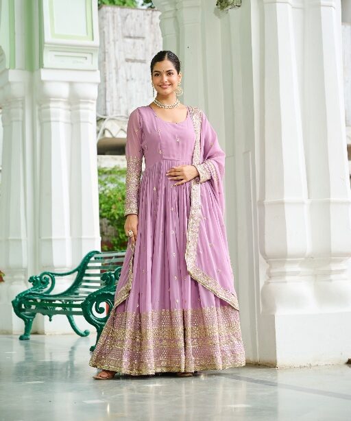 Pastel Purple Festive Wear Anarkali Gown