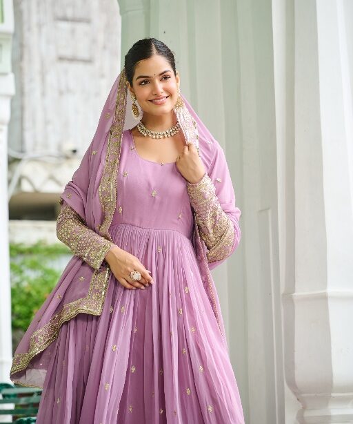 Pastel Purple Festive Wear Anarkali Gown
