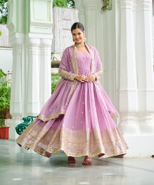 Pastel Purple Festive Wear Anarkali Gown