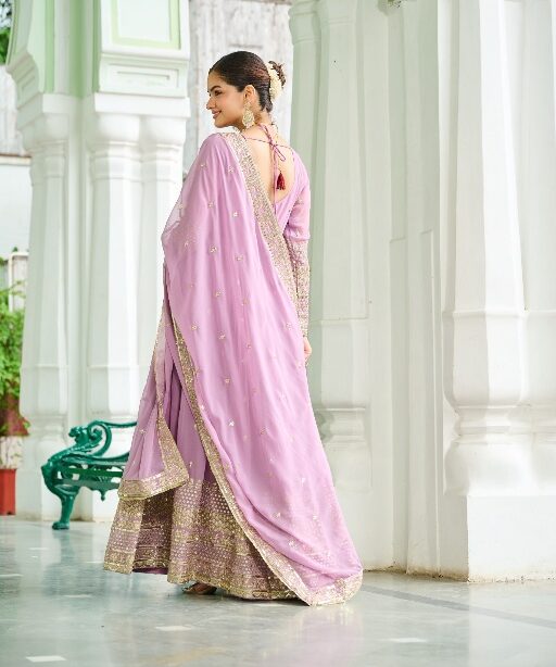 Pastel Purple Festive Wear Anarkali Gown