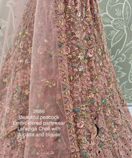 Peacock Embroidery Worked Bridal Lehenga Choli