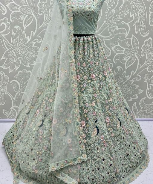 Peacock Embroidery Worked Bridal Lehenga Choli