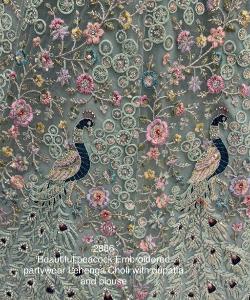 Peacock Embroidery Worked Bridal Lehenga Choli