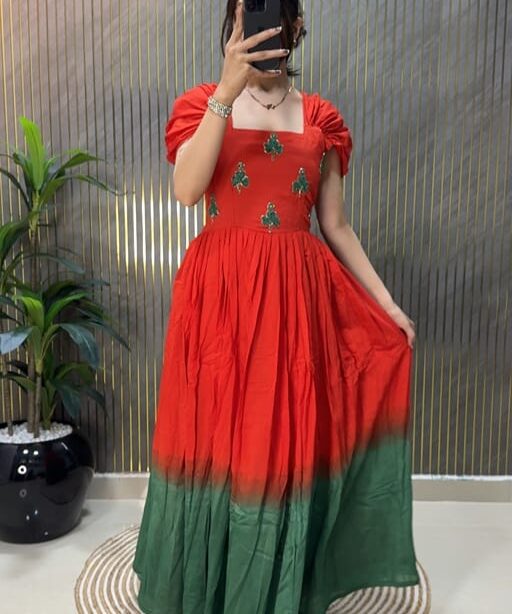 Shop Cotton Gown Dress with Pearl Hand Work