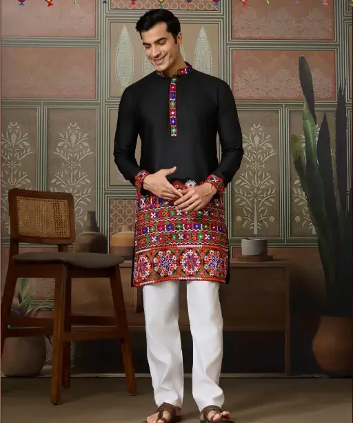 Traditional Men's Navratri Kurta Ijar