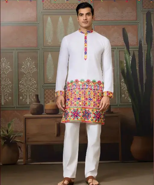 Traditional Men's Navratri Kurta Ijar