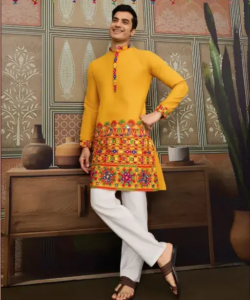 Traditional Men's Navratri Kurta Ijar