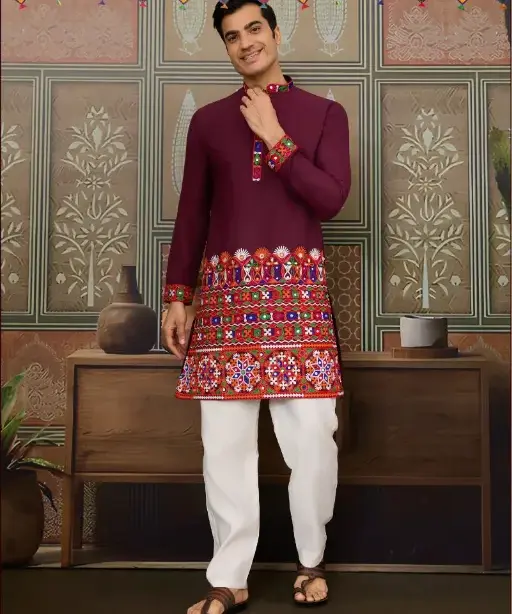 Traditional Men's Navratri Kurta Ijar