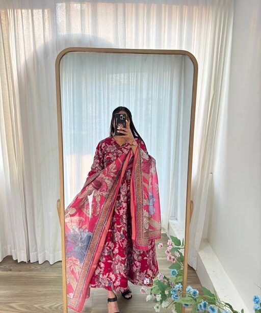 Angrakha Pattern Gown with Dupatta