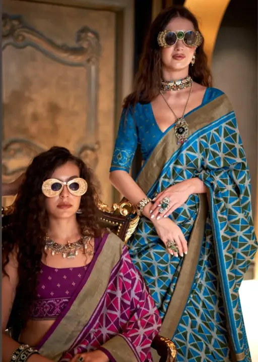 Buy Festive Wear Ikkat Silk Saree