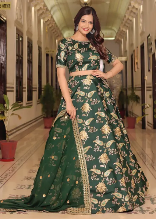 Dark Green Wedding Lehenga Design 2025